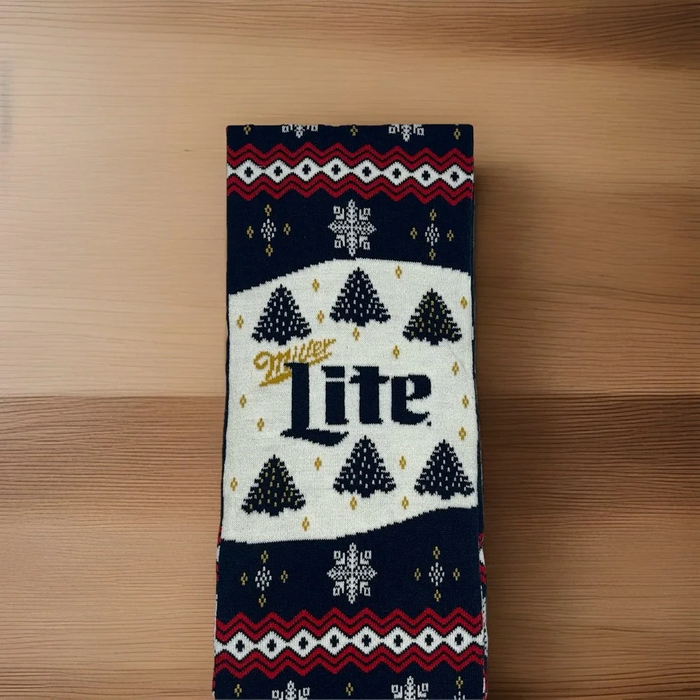 Miller Lite Beer Scarf Molson Coors Brewing Winter Christmas Ugly Sweater Theme